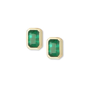 EMERALD EARRING STUDS - COLORED STONE EARRINGS (ER0040222)