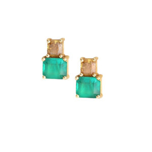 EMERALD EARRING STUDS - COLORED STONE EARRINGS (ER1070123)