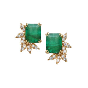 EMERALD EARRING STUDS - COLORED STONE EARRING (ER4020823)